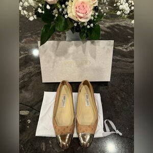 🥿JIMMY CHOO-Brown Leather Watson Ballet🥿